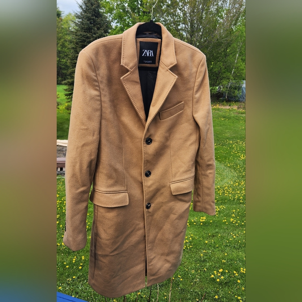 Zara Italian Wool Blend Coat Camel Color Size M Excellent Condition - Picture 4 of 14